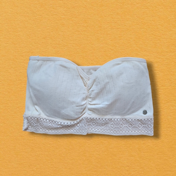 Lucky Brand Women's Seamless Lace Strapless Bandeau Bra Cream - Picture 2 of 12